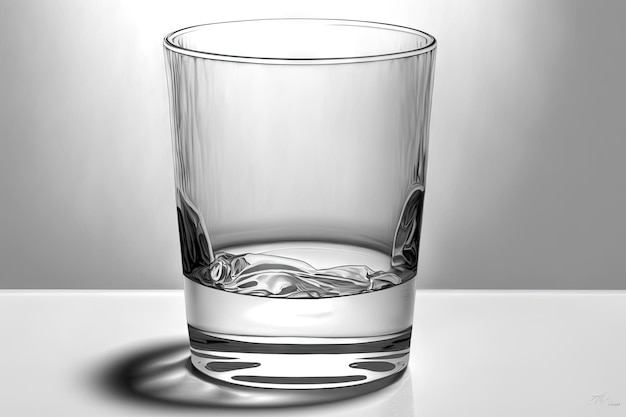 Vaso de agua visto solo en blanco