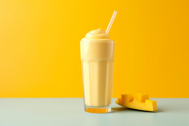 Un vaso de batido de mango aislado