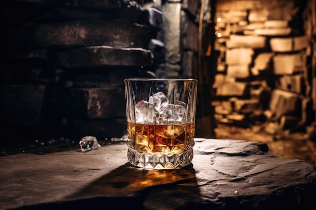 Un vaso de buen whisky con hielo.