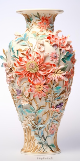 Vaso de cerámica floral hecho a mano Una delicada escultura de papel en tonos pastel