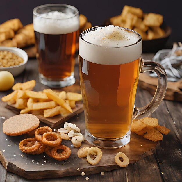 Foto un vaso de cerveza al lado de una taza de cerveza