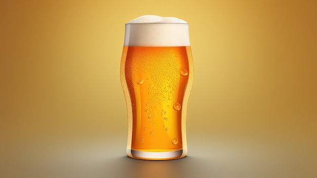 Foto un vaso de cerveza con burbujas en una ilustración de arte vectorial de fondo amarillo