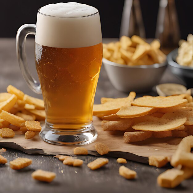 Foto un vaso de cerveza con la etiqueta de cerveza en él