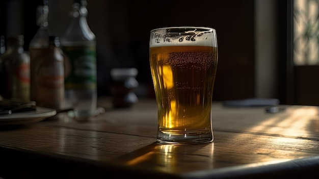 Vaso de cerveza fresca y fría AI Generar