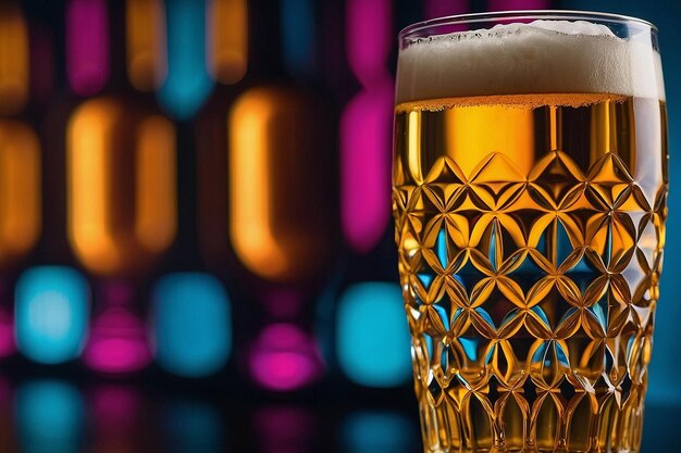 Foto un vaso de cerveza con una geometría llamativa