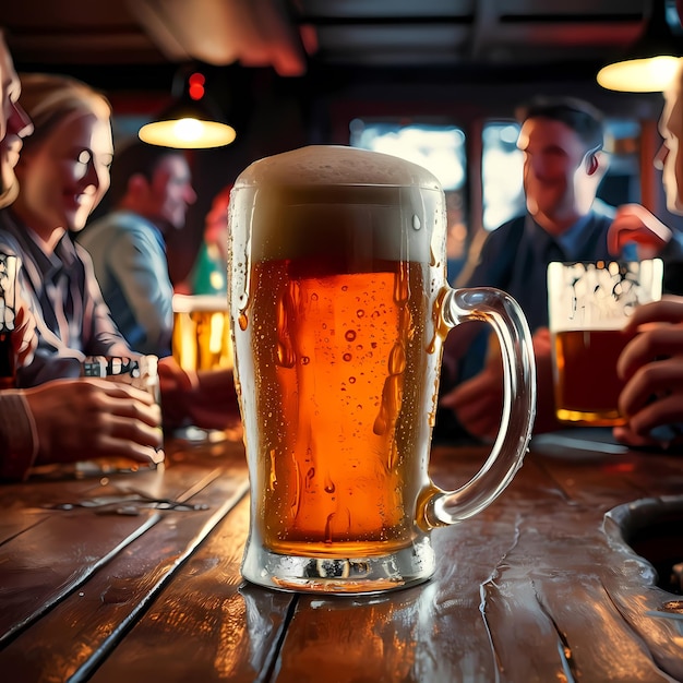 un vaso de cerveza con la palabra cerveza en él