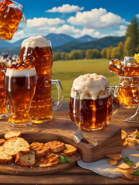 Un vaso de cerveza con las palabras "cerveza" Oktoberfest Generado por IA