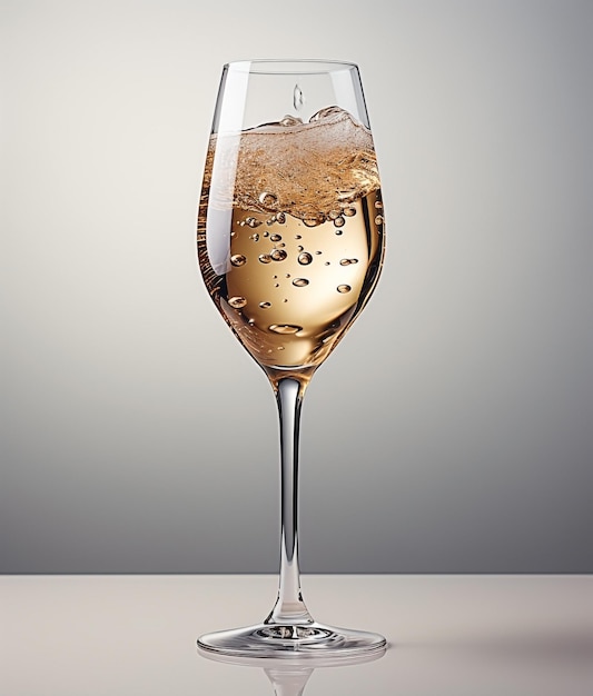 Vaso de champán en el medio con fondo transparente