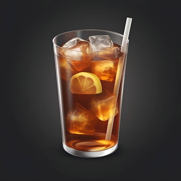 Vaso de cola con cubitos de hielo y paja ilustración vectorial