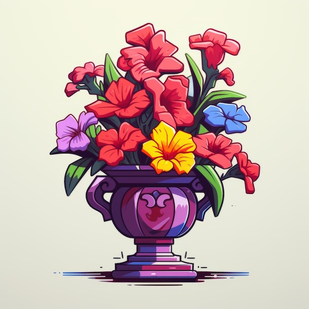 Foto vaso colorido lleno de flores barroco tropical 2d arte del juego