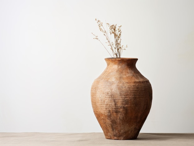 Foto vaso de barro castanho isolado em fundo branco