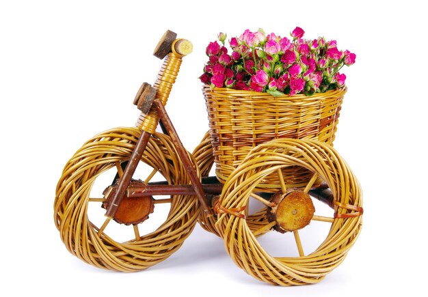 Foto vaso de bicicleta com flores