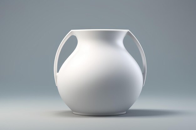 Vaso de cerâmica branca isolado em fundo alfa renderização 3D
