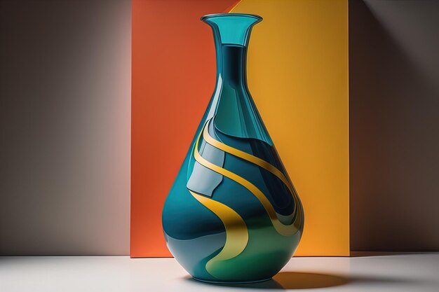 Vaso de cerâmica com fundo de cor sólida