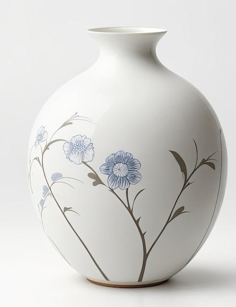 Foto vaso de cerâmica japonesa com padrão floral em fundo branco decoração interior