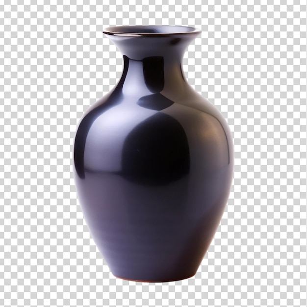 Vaso de cerâmica preto vazio isolado sobre um fundo transparente