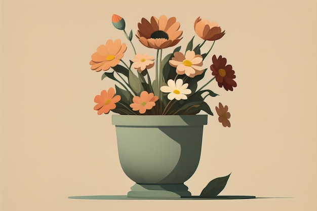 Vaso de flores com margaridas Ilustração vetorial em estilo retro ai generativa