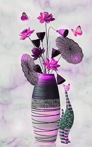 Foto vaso de flores decorado com belas flores