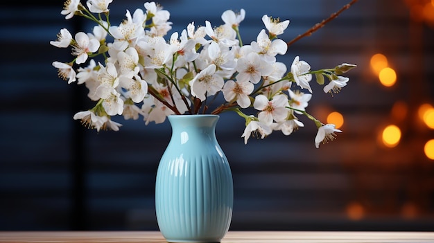 Vaso de flores em mesa de madeira elegância na sala doméstica