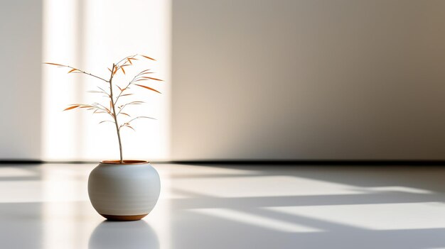 Foto vaso decorativo com planta interna dentro da sala ilustração minimalista cópia espaço generativo ai