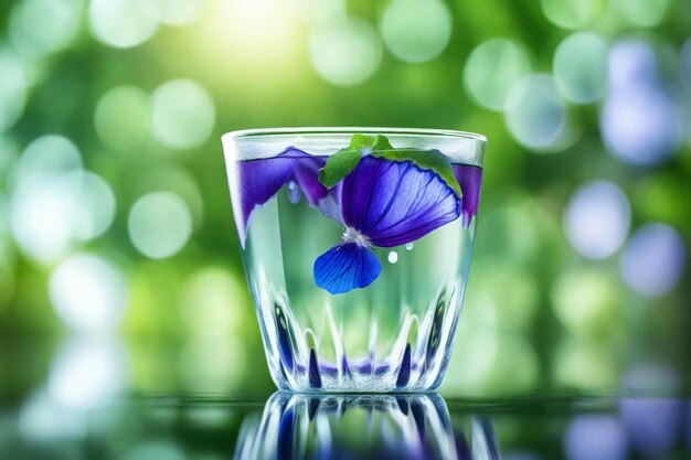 Foto un vaso con una flor en él que está lleno de agua