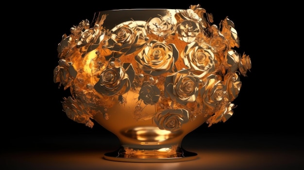 vaso floral dourado