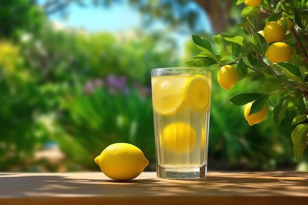 Un vaso fresco de limonada recién exprimida