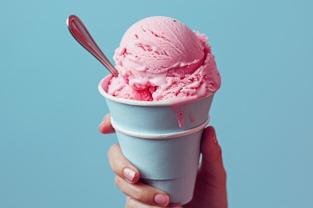 Foto un vaso de helado en la mano