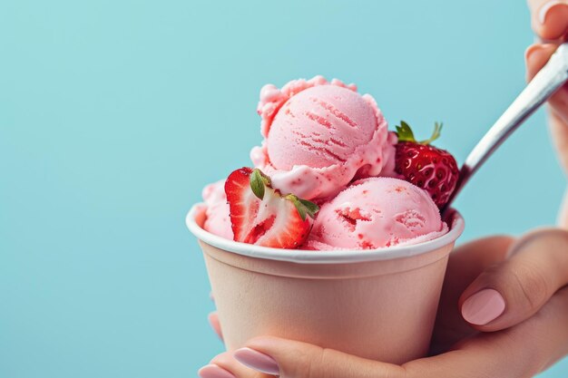 Foto un vaso de helado en la mano