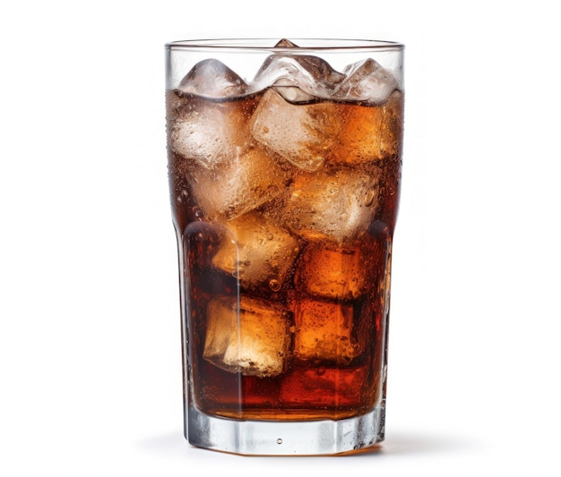 Un vaso de hielo y cola