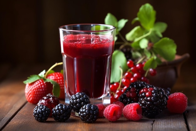 Un vaso de jugo de bayas frescas