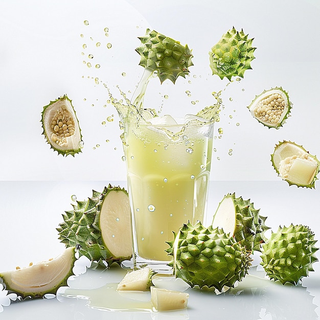 un vaso de jugo de limón está lleno de kiwi