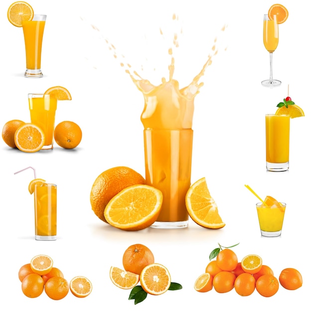 Foto vaso de jugo de naranja aislado en blanco