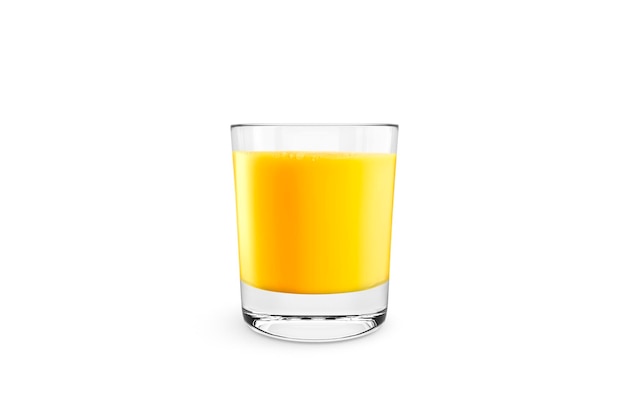 Vaso de jugo de naranja aislado sobre fondo blanco.