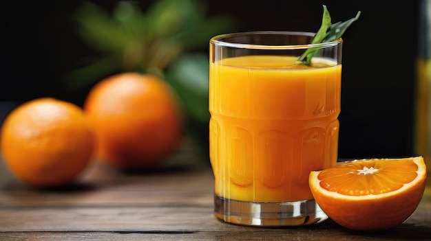 un vaso de jugo de naranja al lado de un vaso