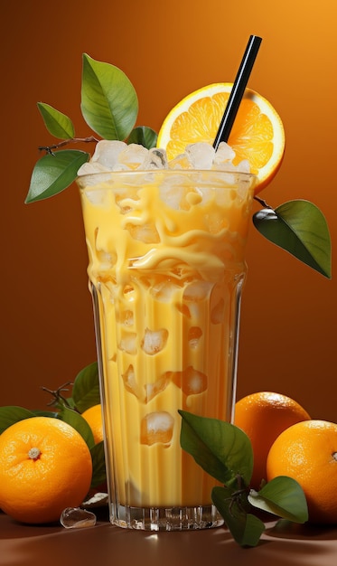 vaso de jugo de naranja con limón