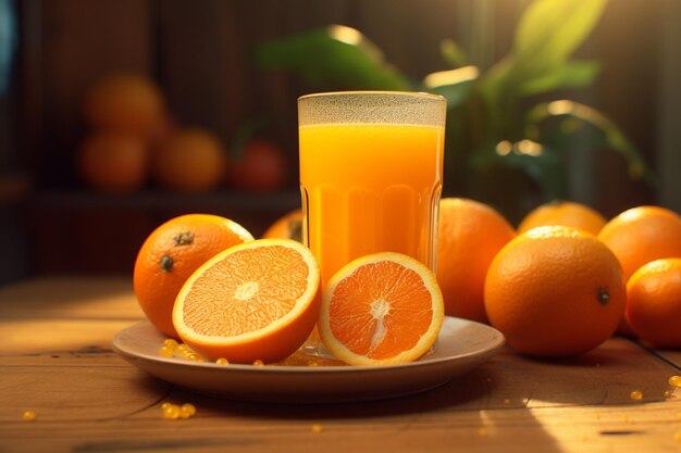 Un vaso de jugo de naranja lleno de delicias es delicioso