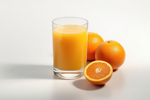 Vaso De Jugo De Naranja Y Naranja Fresca