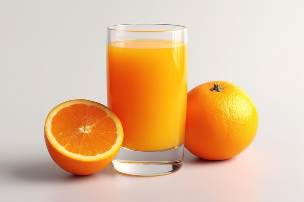 Vaso De Jugo De Naranja Y Naranja Fresca