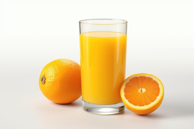 Vaso De Jugo De Naranja Y Naranja Fresca