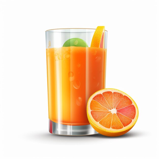 un vaso de jugo de naranja con una rebanada de limón y una rebaja de limón