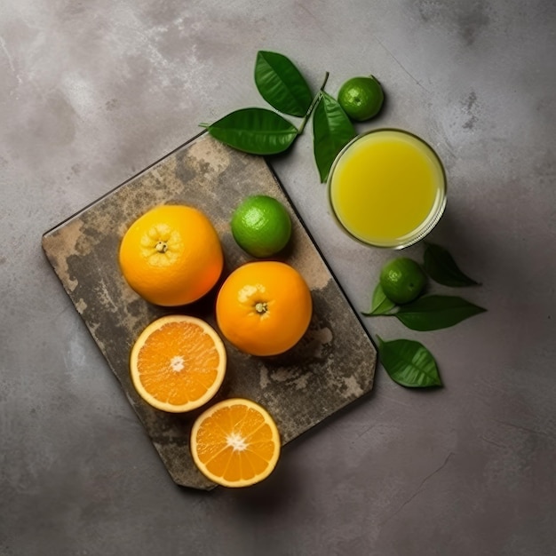 Vaso de jugo de naranja recién hecho Ilustración AI GenerativexA