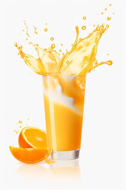 un vaso de jugo de naranja con rodajas de naranja y rodajas de naranja