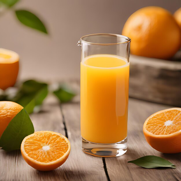 un vaso de jugo de naranja se sienta al lado de un vaso