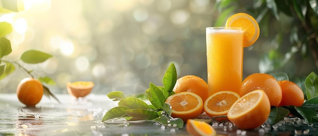 un vaso de jugo de naranja con un vaso