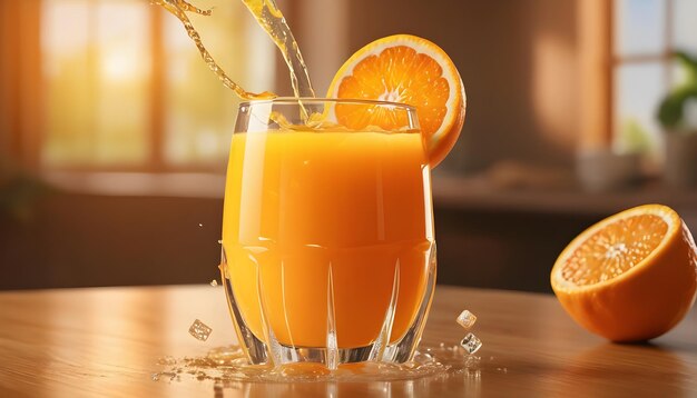 Foto un vaso de jugo de naranja