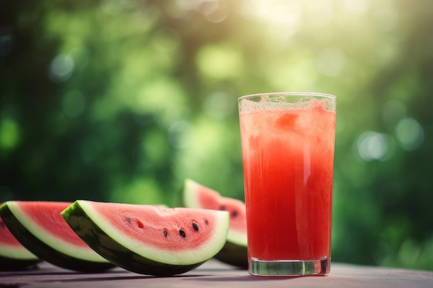 Foto vaso de jugo de sandía vitamina tropical generate ai