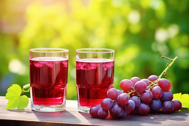 Vaso de jugo de uva con uvas aisladas sobre un fondo blanco