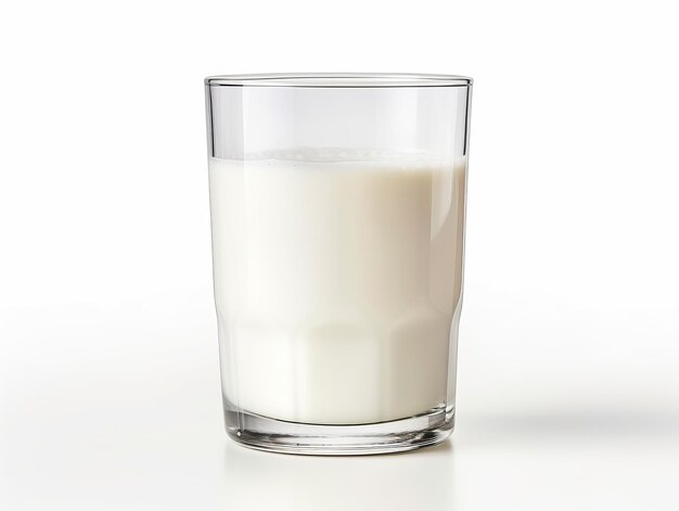 Un vaso de leche aislado en blanco