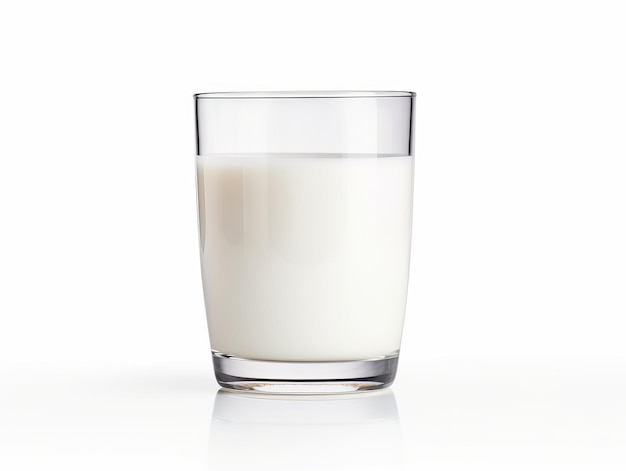 Un vaso de leche aislado en blanco